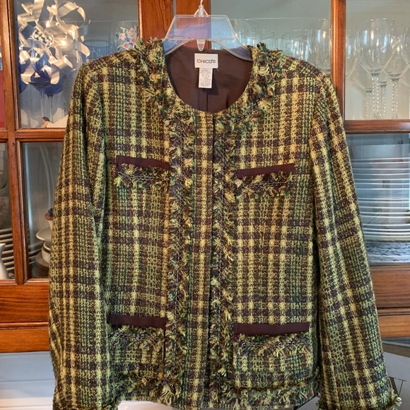 Chicos  fringed chain link Chanel-like blazer. Worn once - Picture 1 of 8
